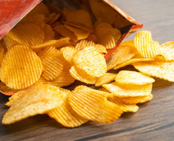 Potato chips, delicious BBQ seasoning spicy for crips, thin slic